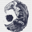 Wave B&W - Surfing DTF Transfers ready2transfer Dark Color Design (See Imaging)