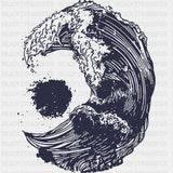 Wave B&W - Surfing DTF Transfers ready2transfer Dark Color Design (See Imaging)