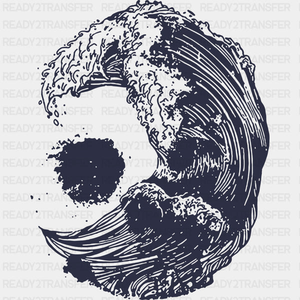Wave B&W - Surfing DTF Transfers