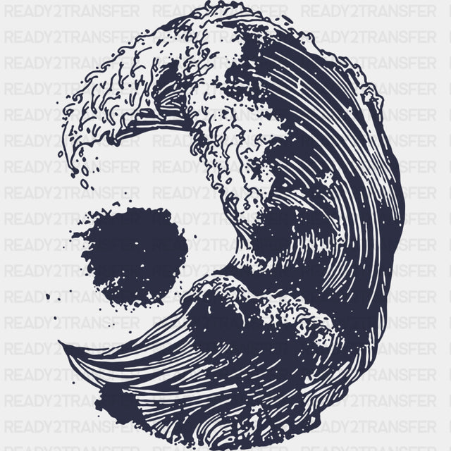 Wave B&W - Surfing DTF Transfers ready2transfer Dark Color Design (See Imaging)