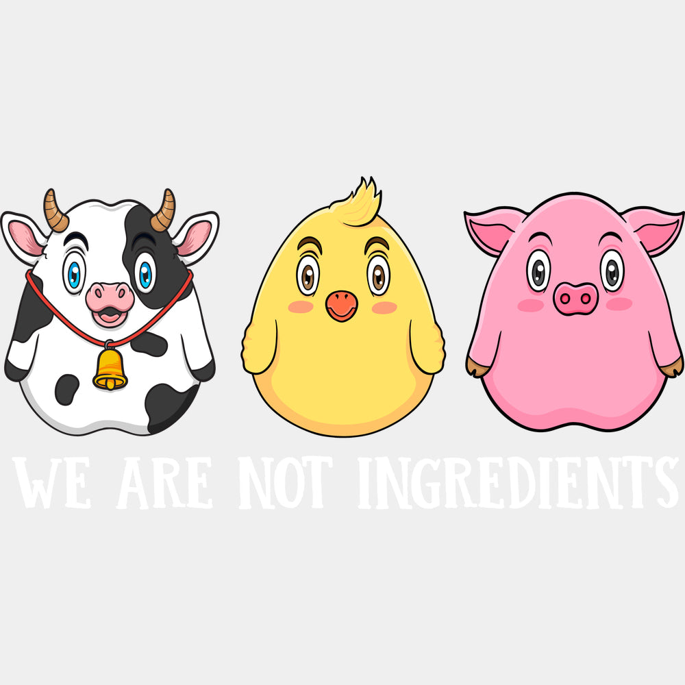 We Are Not Ingredients - Vegan DTF Transfers - Adult Unisex - S & M (10’’) / Light Color Design (See Imaging)