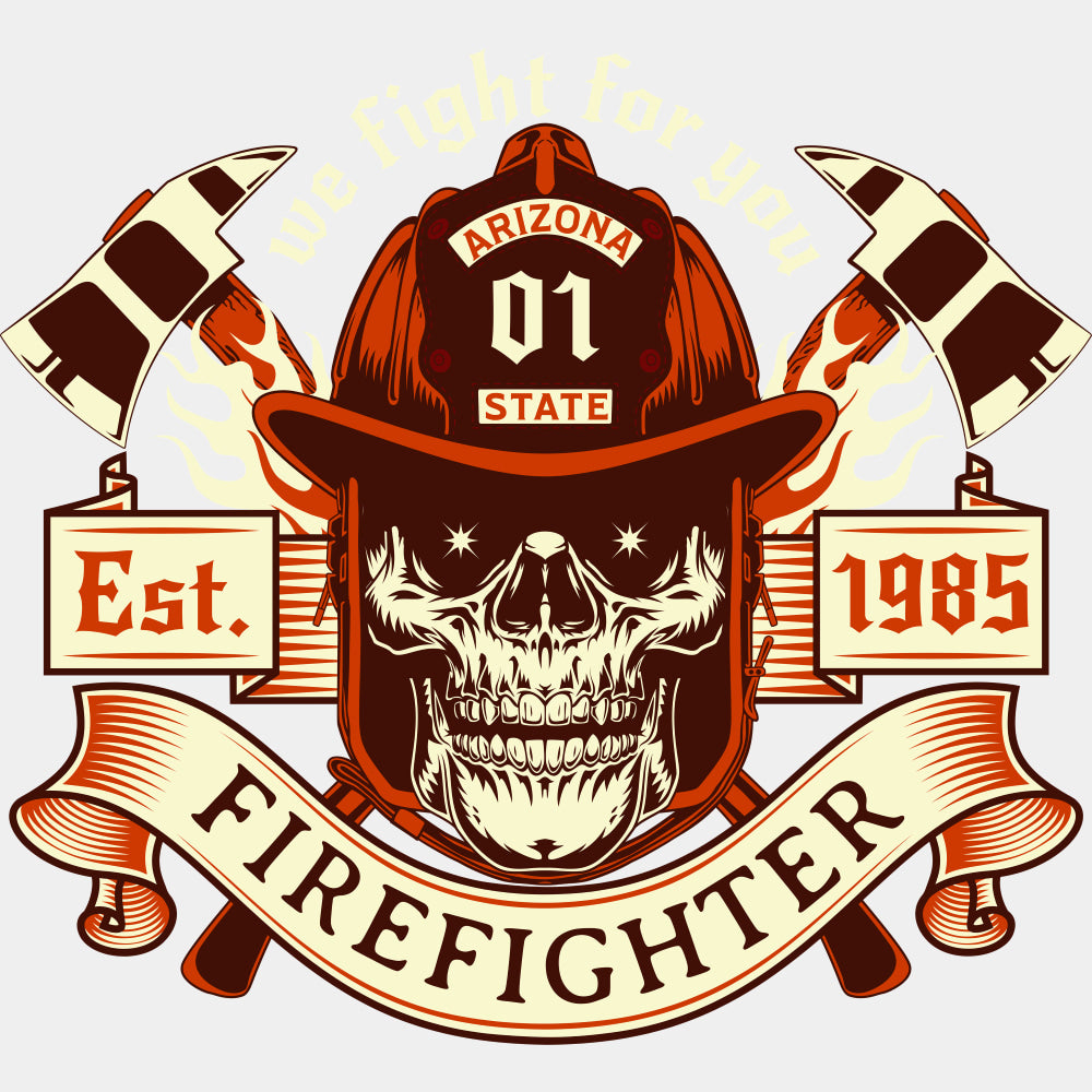 We Fight For You, Skull - Fire Department DTF Transfers ready2transfer Light Color Design (See Imaging)