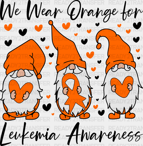 We Wear Orange Leukemia Awareness - Dtf Heat Transfer Adult Unisex S & M (10’’) / Dark Color