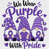 We Wear Purple With Pride - Hodgkin’s Lymphoma Cancer DTF Transfers - Adult Unisex - S & M (10’’) / Dark Color Design