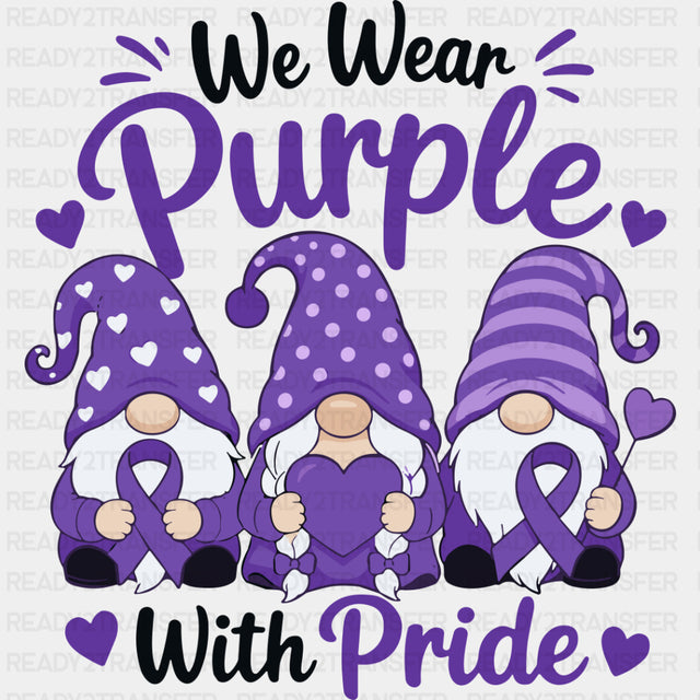 We Wear Purple With Pride - Hodgkin’s Lymphoma Cancer DTF Transfers - Adult Unisex - S & M (10’’) / Dark Color Design