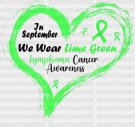 Wear Green Heart Design - Lymphoma Dtf Heat Transfer Adult Unisex S & M (10’’) / Dark Color