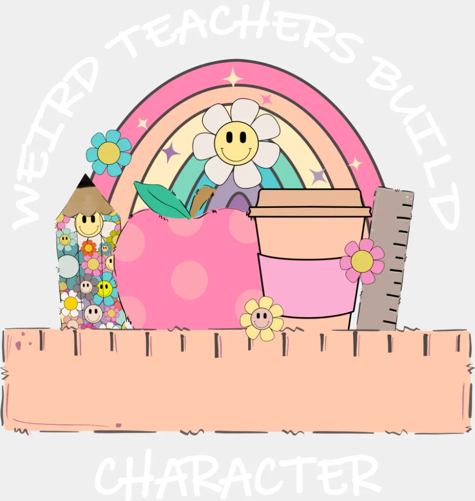 Weird Teachers Build Character - Teachers DTF Transfer Adult Unisex - S & M (10’’) / Light Color Design (See Imaging)
