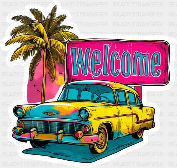 Welcome Vintage Car - Minimal UV Sticker Permanent UV DTF Decal