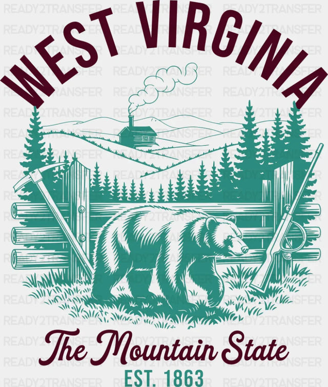 West Virginia The Mountain State - States & Cities DTF Transfer