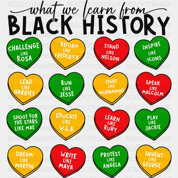What We Learn From Black History B&W - BLM DTF Transfer