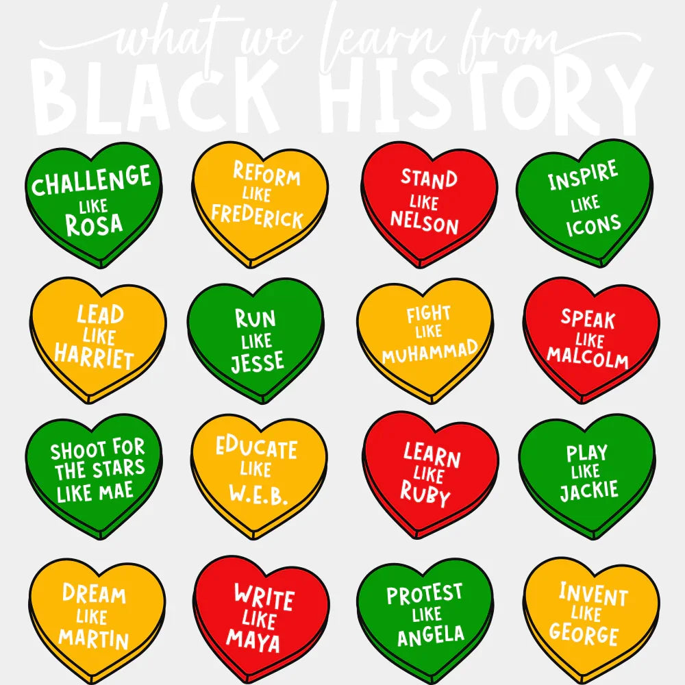 What We Learn From Black History B&W - BLM DTF Transfer Adult Unisex - S & M (10’’) / Light Color Design (See Imaging)