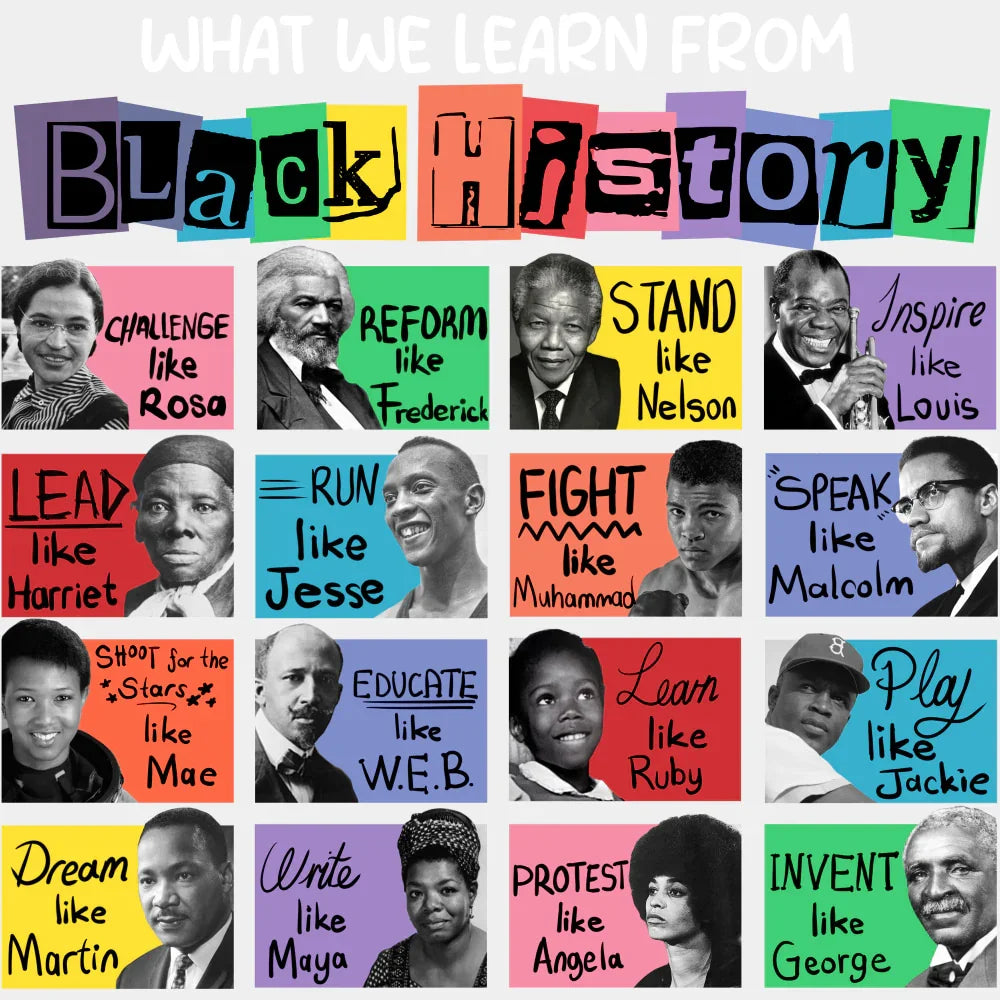 What We Learn From Black History - BLM DTF Transfer Adult Unisex - S & M (10’’) / Light Color Design (See Imaging)