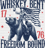 Whiskey Bent Freedom Bound - 4th Of July DTF Transfer Adult Unisex - S & M (10’’) / Dark Color Design (See Imaging)