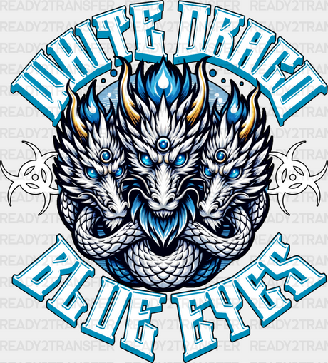 White Drago Blue Eyes - Anime Dtf Heat Transfer Adult Unisex S & M (10’’) / Dark Color Design