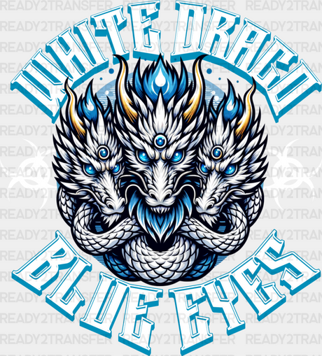 White Drago Blue Eyes - Anime Dtf Heat Transfer Adult Unisex S & M (10’’) / Light Color Design