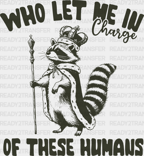 Who Let Me In Charge - Funny Dtf Transfer Adult Unisex S & M (10’’) / Dark Color Design (See