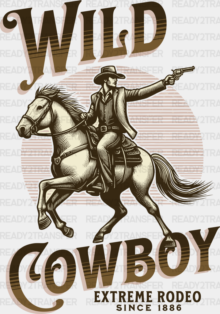 Wild Cowboy Extreme Rodeo Design - Dtf Transfers