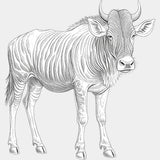 Wildebeest B&W - Animals DTF Transfers - Adult Unisex - S & M (10’’) / Light Color Design (See Imaging)