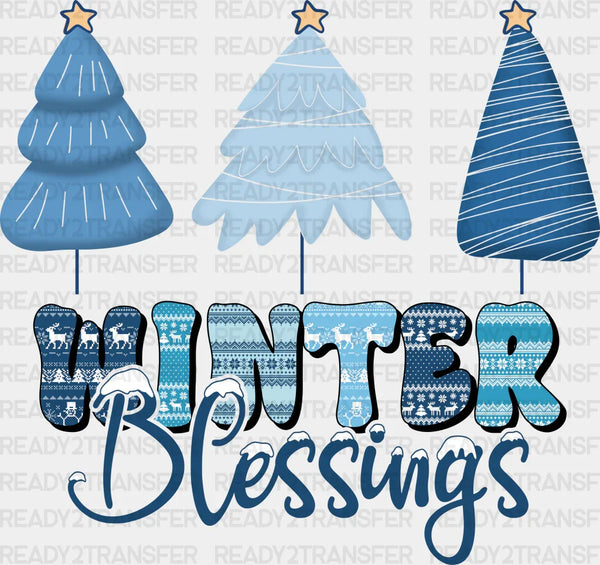 Winter Blessings Tree Design - Winter Iron On DTF Transfer