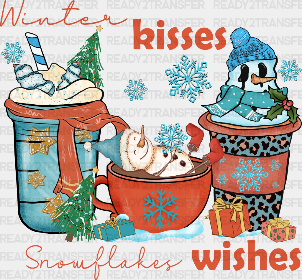 Winter Kisses Snowflakes Wishes - Iron On Dtf Transfer