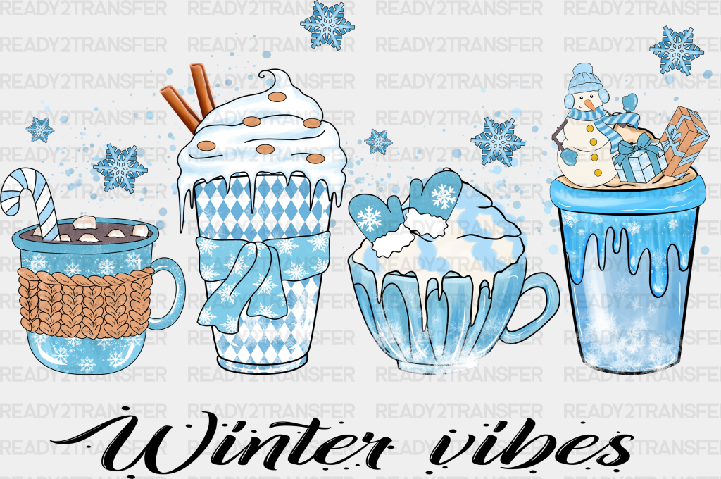 Winter Vibes Drinks Design - Iron On Dtf Transfer Adult Unisex S & M (10’’) / Dark Color (See