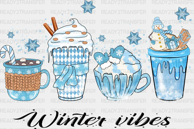 Winter Vibes Drinks Design - Iron On Dtf Transfer Adult Unisex S & M (10’’) / Dark Color (See