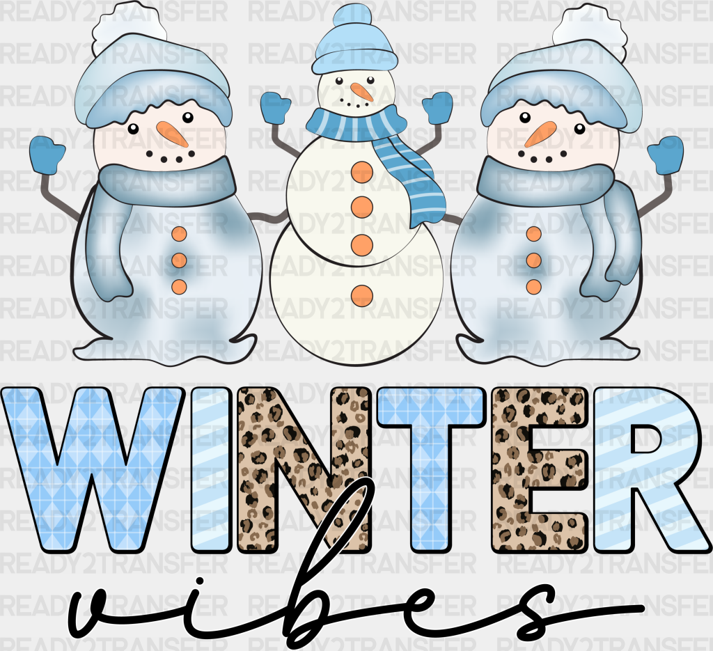 Winter Vibes Snowman Design - Iron On Dtf Transfer Adult Unisex S & M (10’’) / Dark Color (See