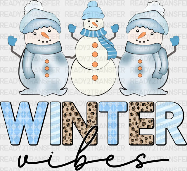 Winter Vibes Snowman Design - Winter Iron On DTF Transfer ready2transfer Dark Color Design ( See imaging )