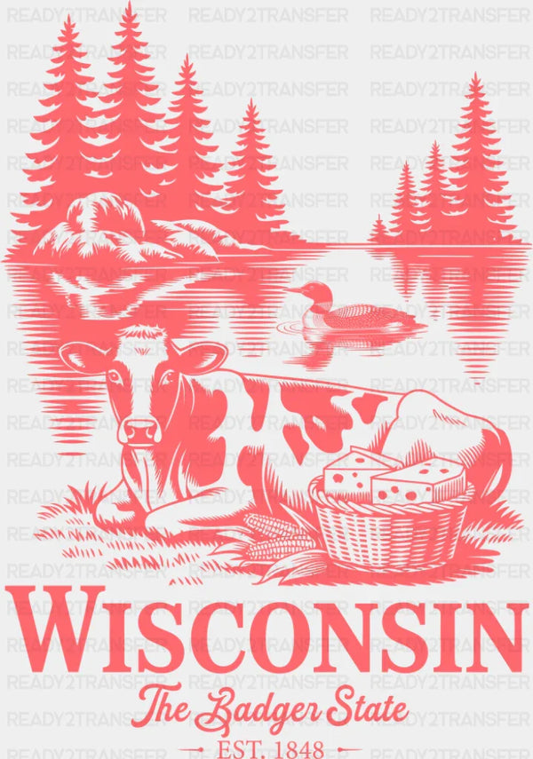Wisconsin The Badger State - States & Cities DTF Transfer