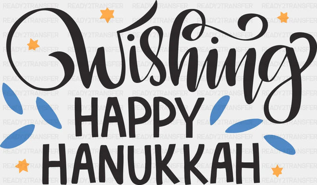 Wishing Happy Hanukkah - Dtf Heat Transfer Adult Unisex S & M (10’’) / Black
