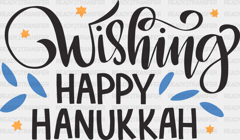 Wishing Happy Hanukkah - Dtf Heat Transfer Adult Unisex S & M (10’’) / Black