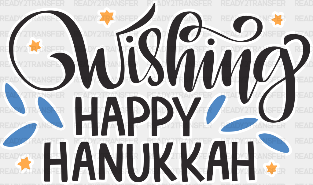 Wishing Happy Hanukkah - Dtf Heat Transfer Adult Unisex S & M (10’’) / White