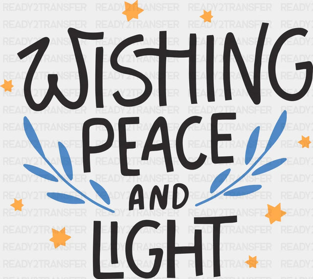 Wishing Peace And Light - Hanukkah Dtf Heat Transfer Adult Unisex S & M (10’’) / Black