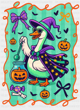 Witch Goose Teal Design - Halloween DTF Transfer ready2transfer