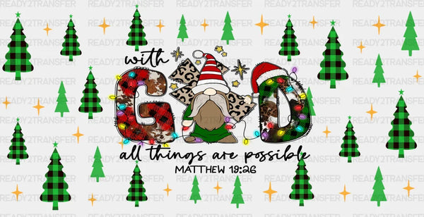 With God - Christmas Cup Wrap UV Sticker Permanent UV DTF Decal