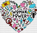 Woman Power Doodles Heart - Women Empowerment DTF heat transfer ready2transfer Black
