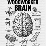 Woodworker Brain Thinking - Woodworking DTF Transfers - Adult Unisex - S & M (10’’) / Dark Color Design (See Imaging)