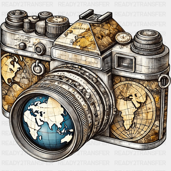 World Map Camera - Photography DTF Transfers