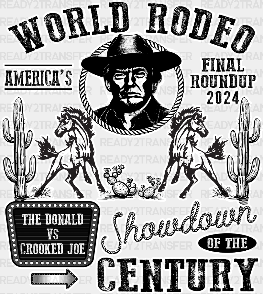 World Rodeo Showdown Of The Century Election Dtf Transfer Adult Unisex - S & M (10’) / White