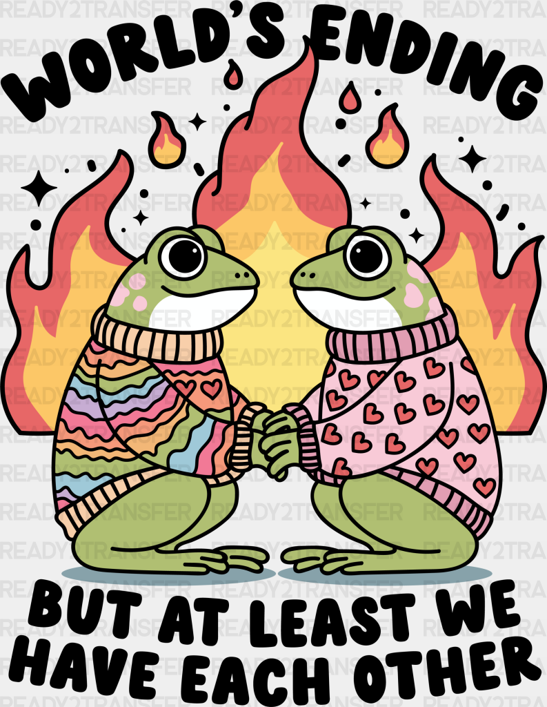 World’s Ending Frogs - Couple Dtf Transfer Adult Unisex S & M (10’’) / Dark Color Design (See