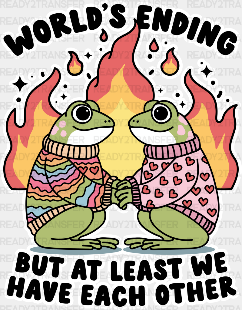 World’s Ending Frogs - Couple Dtf Transfer Adult Unisex S & M (10’’) / Light Color Design