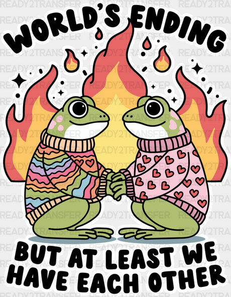 World’s Ending Frogs - Couple Dtf Transfer Adult Unisex S & M (10’’) / Light Color Design