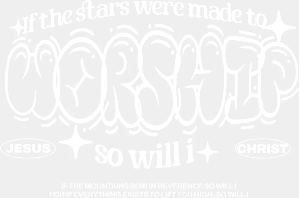 Worship B&W - Christianity DTF Transfer Adult Unisex - S & M (10’’) / Light Color Design (See Imaging)