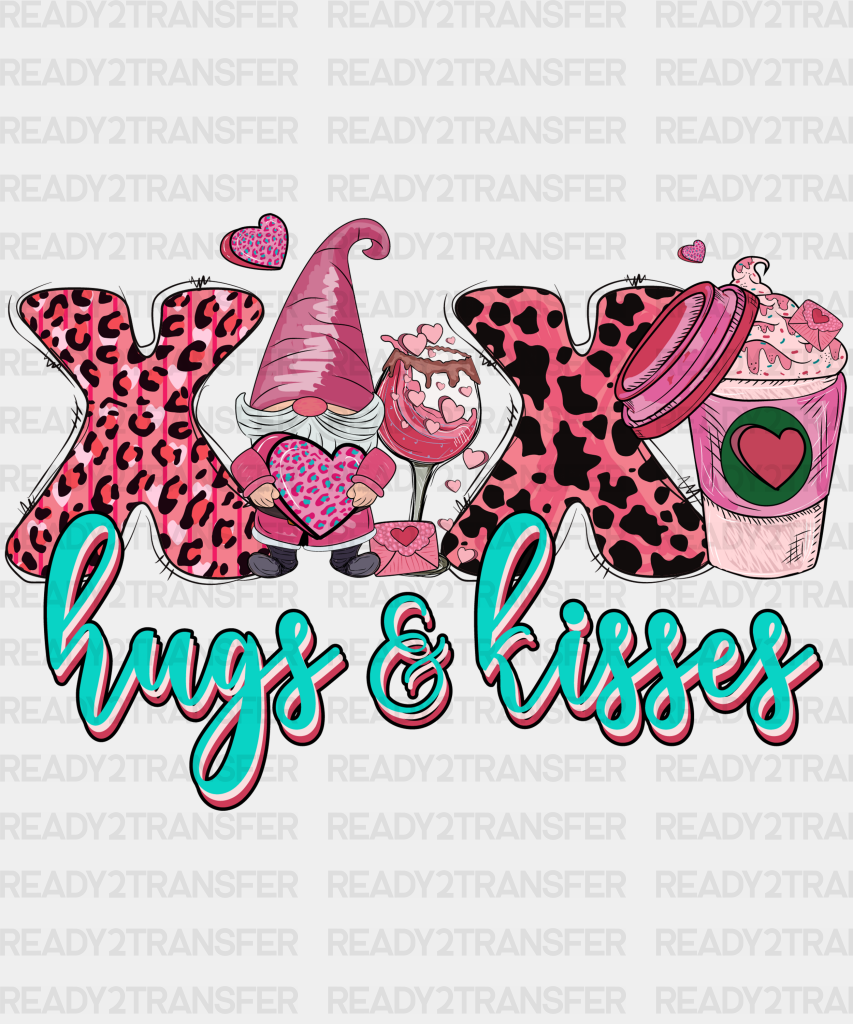 Xoxo Hugs And Kisses Colorful Dtf Transfer