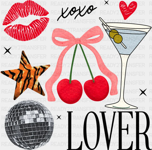 XOXO Lover Cherries Disco Ball Design - Valentine's Day DTF Transfer