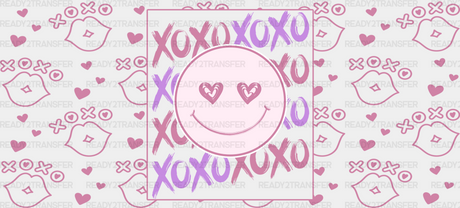 Xoxo Smiley Pink - Valentine’s Day Cup Wrap Uv Sticker Permanent Dtf Decal