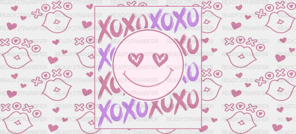 XOXO Smiley Pink - Valentine's Day Cup Wrap UV Sticker Permanent UV DTF Decal