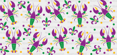 Yellow Green Purple Crayfish - Mardi Gras Cup Wrap Uv Sticker Permanent Dtf Decal