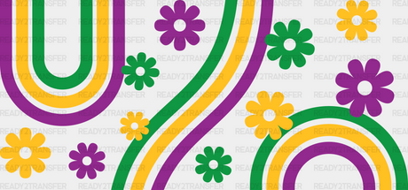 Yellow Green Purple - Mardi Gras Cup Wrap Uv Sticker Permanent Dtf Decal