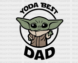 Yoda Best Dad Father’s Day Dtf Transfer Adult Unisex - S & M (10’) / White